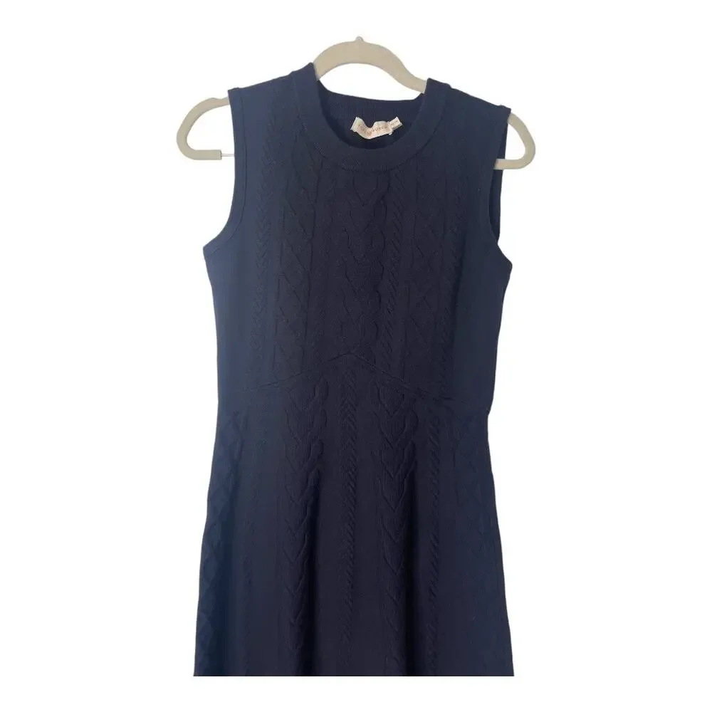Tory Burch Palais Merino Wool Sweater Dress Cable Knit Party Cocktail Office XS